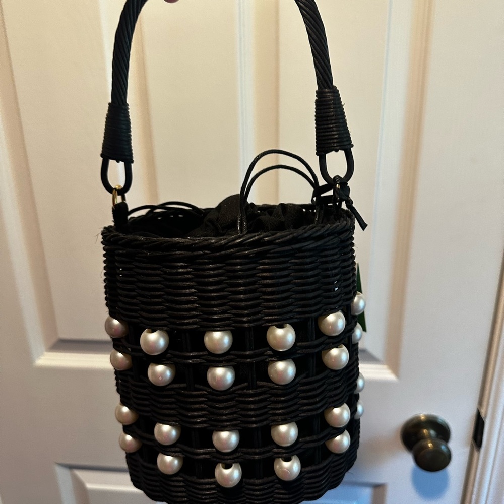 Kate Spade Black and White Shoulder Bag with Studded Details